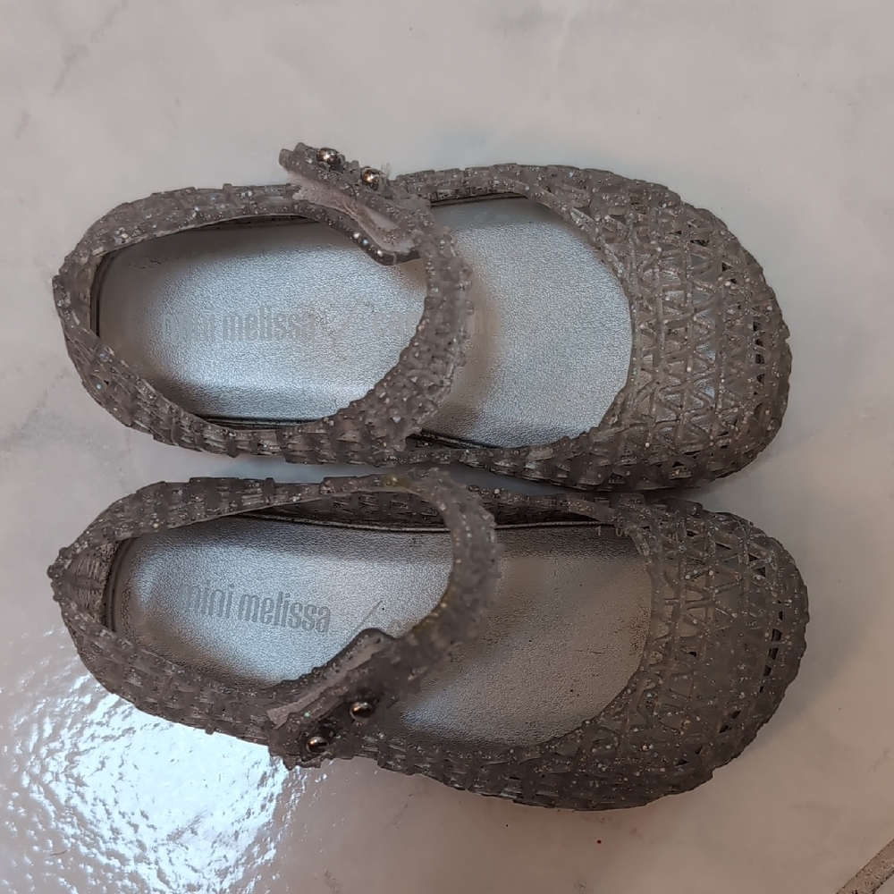 Mini Melissa Kids' Sparkling Gray Mary Jane Shoes